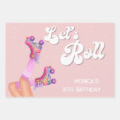Laten we rollen retro roller schaats verjaardagsfe inpakpapier vel (Voorkant)