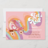 Laten we rollen retro roller schaats verjaardagsfe kaart (Voorkant)