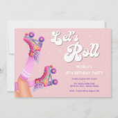 Laten we rollen retro roller schaats verjaardagsfe kaart (Voorkant)