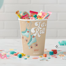 Laten we rollen retro roller schaats verjaardagsfe