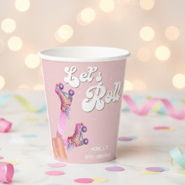 Laten we rollen retro roller schaats verjaardagsfe papieren bekers