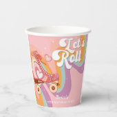Laten we rollen retro roller schaats verjaardagsfe papieren bekers (Voorkant)