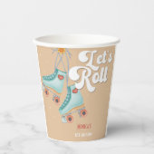 Laten we rollen retro roller schaats verjaardagsfe papieren bekers (Voorkant)