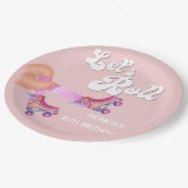 Laten we rollen retro roller schaats verjaardagsfe papieren bordje (Gekanteld)