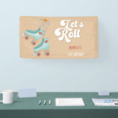 Laten we rollen retro roller schaats verjaardagsfe spandoek (Beurs)