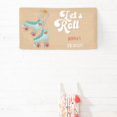 Laten we rollen retro roller schaats verjaardagsfe spandoek (Insitu)