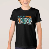 Laten we rollen | Retro Skateboard geruit jongen Tri-Blend Shirt (Voorkant)