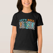 Laten we rollen | Retro Skateboard geruit jongen Tri-Blend Shirt (Voorkant)