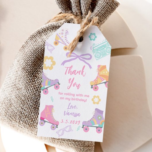 Laten we Rollen Roller Schaats Retro Verjaardag Da Cadeaulabel