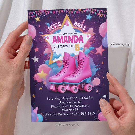 Laten we rollen! - Roller Schaats verjaardagsfeest Kaart