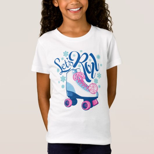 Laten we rollen, schaats Roller, winterthema, kind T-shirt (Voorkant)
