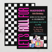 Laten we rollen voor Roller Skate Glow Party Kaart (Voorkant / Achterkant)