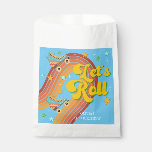 Laten we roller schaats retro regenboog bedankzakje (Voorkant)