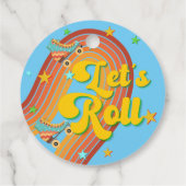 Laten we roller schaats retro regenboog dank u bedankjes labels (Achterkant)