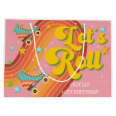 Laten we roller schaats retro regenboog groot cadeauzakje (Achterkant)