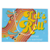 Laten we roller schaats retro regenboog groot cadeauzakje (Achterkant)