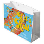 Laten we roller schaats retro regenboog groot cadeauzakje (Achterkant Gekanteld)