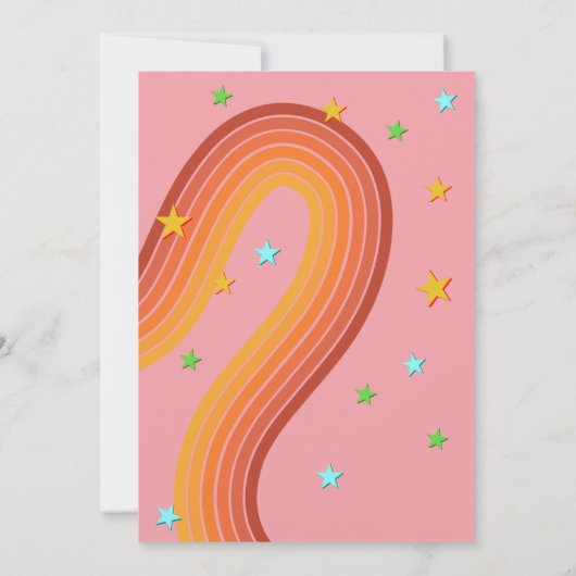 Laten we roller schaats retro regenboog kaart (Achterkant)