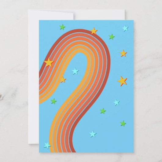 Laten we roller schaats retro regenboog kaart (Achterkant)