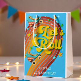 Laten we roller schaats retro regenboog medium cadeauzakje