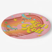 Laten we roller schaats retro regenboog papieren bordje (Gekanteld)