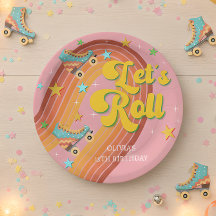 Laten we roller schaats retro regenboog