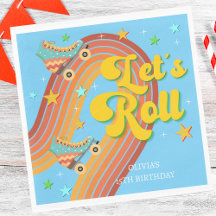 Laten we roller schaats retro regenboog