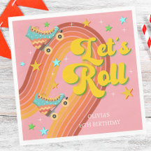 Laten we roller schaats retro regenboog