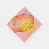 Laten we roller schaats retro regenboog servet (Hoek)