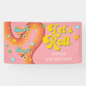 Laten we roller schaats retro regenboog spandoek (Horizontaal)