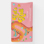 Laten we roller schaats retro regenboog spandoek (Verticaal)