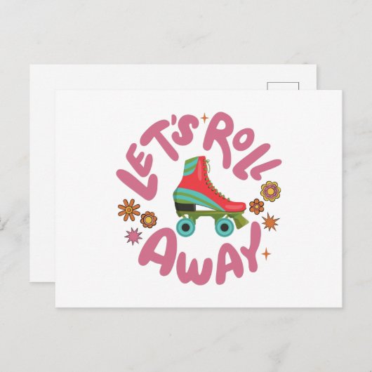 Laten we Roller Schaatsen wegrollen Briefkaart (Voorkant / Achterkant)
