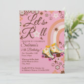 Laten we rolschaatsen verjaardagsfeestje kaart (Staand voorkant)