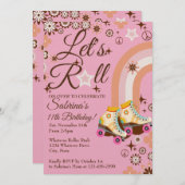 Laten we rolschaatsen verjaardagsfeestje kaart (Voorkant / Achterkant)