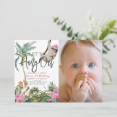 Laten we rondhangen luiaard meisje 1e verjaardag f kaart (Staand voorkant)