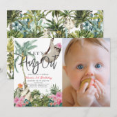 Laten we rondhangen luiaard meisje 1e verjaardag f kaart (Voorkant / Achterkant)