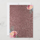 Laten we Roos Glitter Floral Reception vieren Kaart (Achterkant)