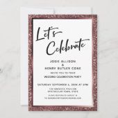 Laten we Roos Gold Glitter Reception-Only vieren Kaart (Voorkant)