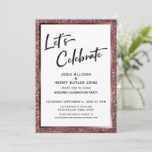 Laten we Roos Gold Glitter Reception-Only vieren Kaart (Staand voorkant)