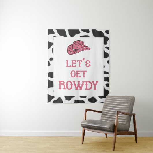 Laten we Rowdy Bachelorette Koe Tapestry halen Wandkleed (In situ)
