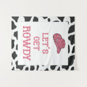 Laten we Rowdy Bachelorette Koe Tapestry halen Wandkleed (Voorkant (horizontaal))