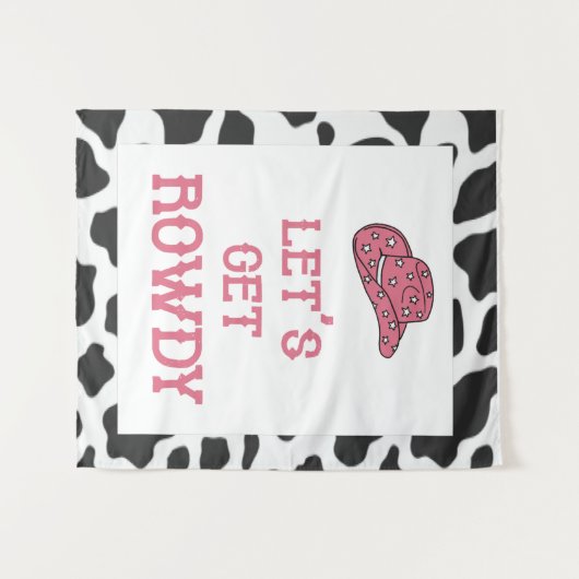 Laten we Rowdy Bachelorette Koe Tapestry halen Wandkleed (Voorkant (horizontaal))