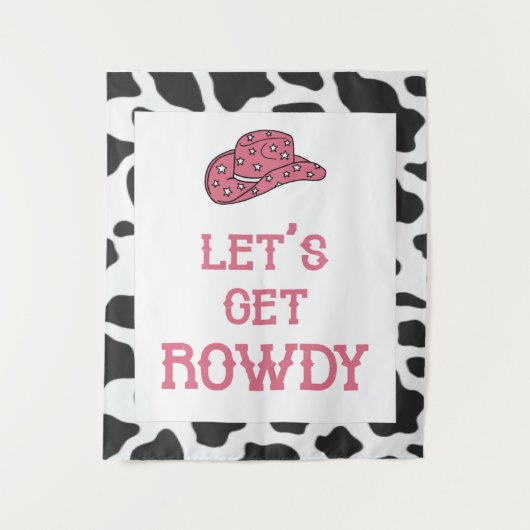 Laten we Rowdy Bachelorette Koe Tapestry halen Wandkleed (Voorkant)
