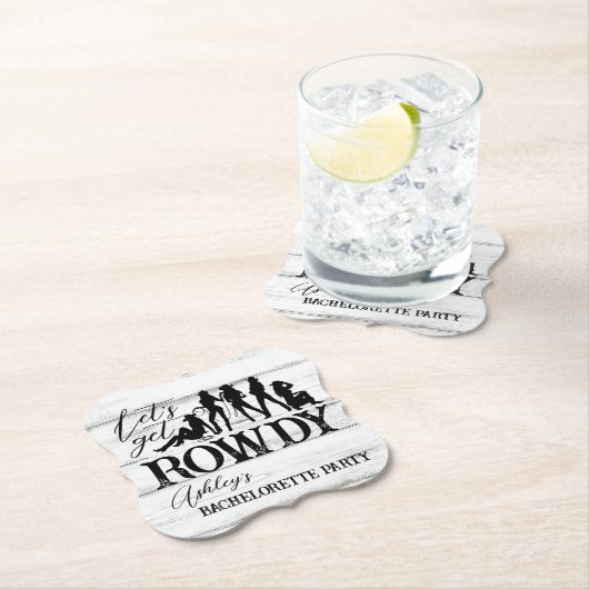 Laten we rowdy cowgirl bachelorette-feest gebruike kartonnen onderzetters (Insitu)