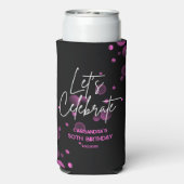 Laten we Roze Bokeh Gradient Black Verjaardag vier Seltzer Blikjeskoeler (Seltzer Achterkant)