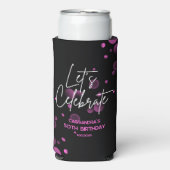 Laten we Roze Bokeh Gradient Black Verjaardag vier Seltzer Blikjeskoeler (Seltzer Voorkant)