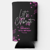 Laten we Roze Bokeh Gradient Black Verjaardag vier Seltzer Blikjeskoeler (Achterkant)