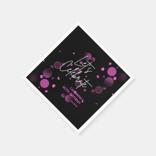 Laten we Roze Bokeh Gradient Black Verjaardag vier Servet (Hoek)