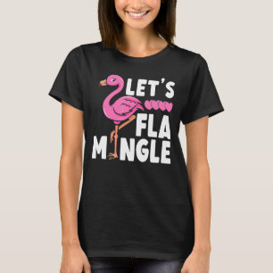 Laten we roze flamingle Flamingo Heart Bird Summer T-shirt