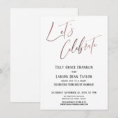 Laten we Roze Gouden Elegante Trouwfeest Vieren Kaart (Voorkant / Achterkant)